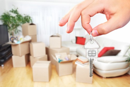 Professional movers coordinating an office move in West London