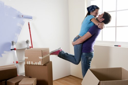 Packed moving boxes ready for a house removal service