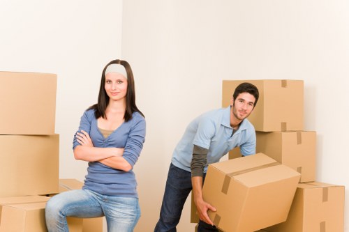 Prepared moving boxes and essentials for an Earls Court home relocation
