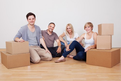 Office relocation items and boxes ready for transport in Earls Court